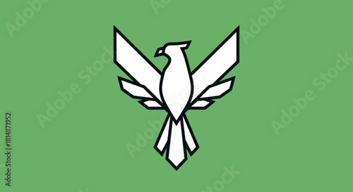 White stylized eagle on a green background