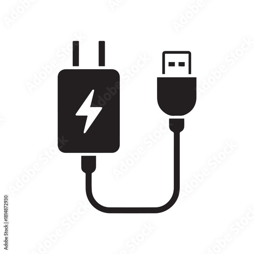 charger usb charging adapter cable with usb-a connector icon