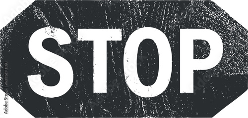 Bold grunge vector illustration of a stop sign for traffic safety and awareness in design projects