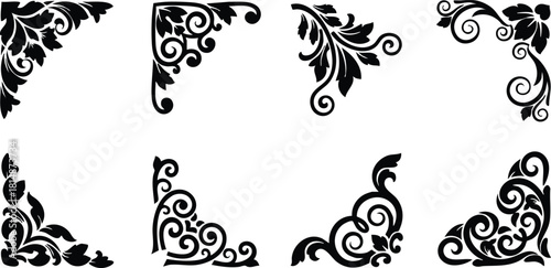 Decorative corner ornaments in intricate floral design suitable for various art projects and crafts 