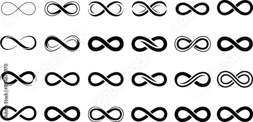 Infinity symbol design in various styles showcasing creativity and versatility for graphic projects 