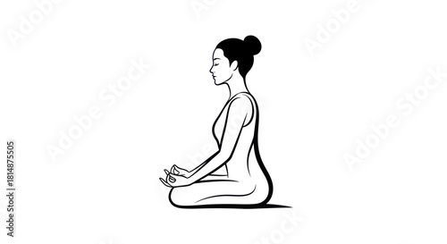 Woman meditating in a serene yoga pose with eyes closed.
