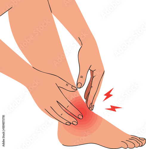 Foot ankle pain injury discomfort illustration vector medical concept healthcare design