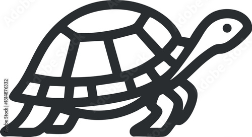 Black outline illustration of a turtle, showcasing a simple and minimal design on white background.