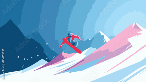 Winter Ski Scene Illustration