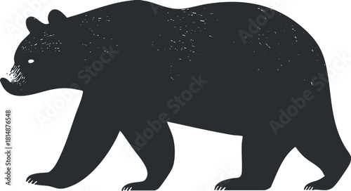 Silhouette illustration of a black bear walking, showcasing its powerful and majestic form.