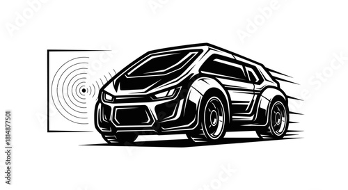 Sleek Modern Car Design with Dynamic Motion Lines.