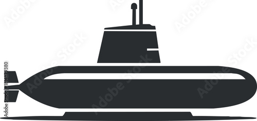 Silhouette of a submarine in black and white, representing naval and underwater technology.