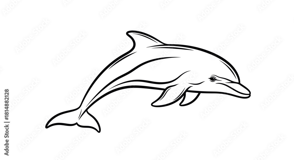 Obraz premium A simple line drawing of a playful dolphin leaping through the water.