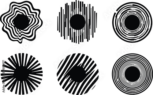 Abstract circular patterns in black and white showcasing unique designs and textures for creative applications 