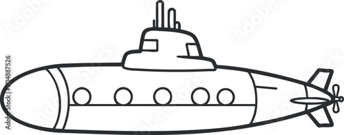 Outline vector illustration of a submarine design, suitable for marine-themed projects and educational purposes