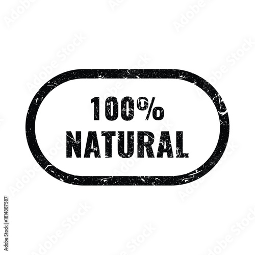 One hundred percent natural product stamp oval shape