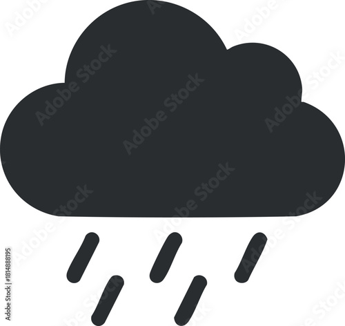 Minimalist dark vector illustration of a cloud with rain for weather themes and design projects