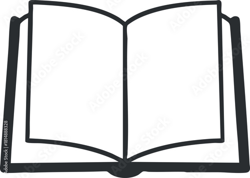 Outline vector illustration of an open book for educational and literary design projects