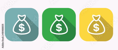 Bag of money in simple flat style icon finance dollar sign cash payment business economy financial wealth