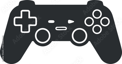 Flat vector illustration of a gaming controller icon for entertainment and technology projects