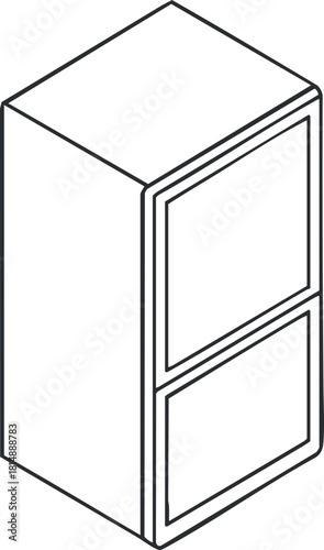 Outline vector illustration of a refrigerator design for kitchen and home appliance concepts