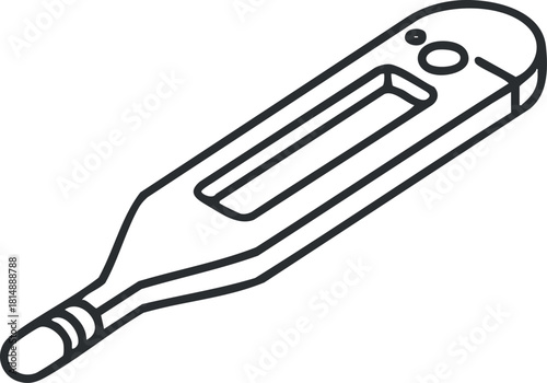 Outline vector illustration of a thermometer, ideal for healthcare and medical design projects.