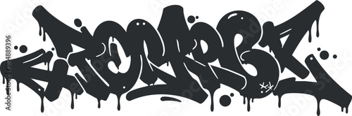 Stylized graffiti vector illustration featuring bold lettering and urban art elements, perfect for street culture design projects