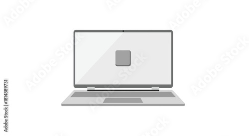 Simple gray laptop on white background