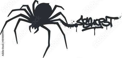 Stylized black vector illustration of a spider, ideal for horror-themed designs and graphic projects.