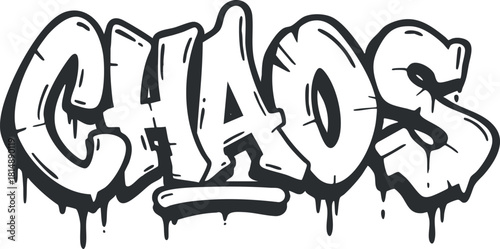 Bold graffiti-style vector illustration of the word 'CHAOS', featuring a dynamic and expressive design suitable for urban art projects and branding.