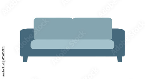 Two-seater couch with light and dark blues