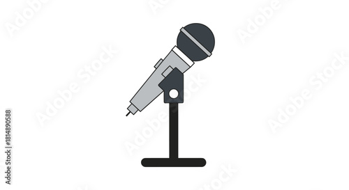 Simplistic microphone graphic on white