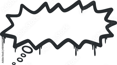 Whimsical black and white vector illustration of a dripping speech bubble for creative design and communication projects