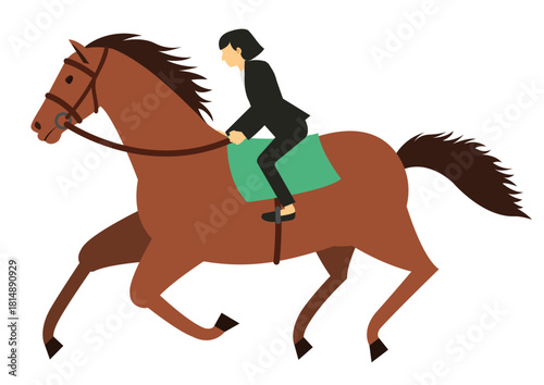 馬に乗るスーツを着た女性
