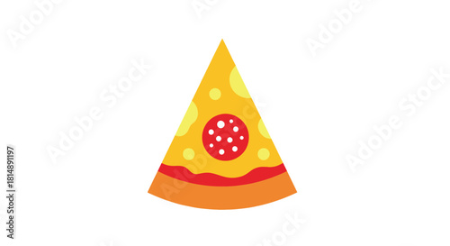 Slice of pepperoni pizza cartoon, on white