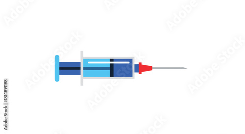 Blue, red & gray filled syringe