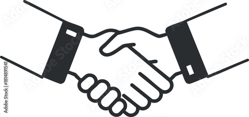 Outline vector illustration of a handshake symbolizing partnership and collaboration in business and professional contexts