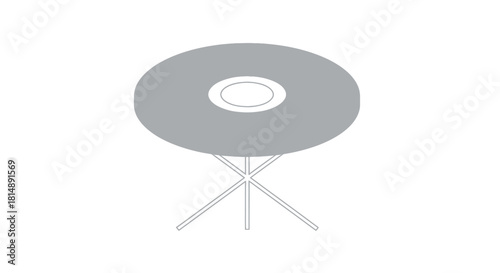 Gray round table, top view