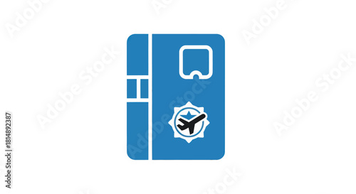 Blue stylized passport icon