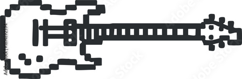 Stylized vector illustration of an electric guitar in a minimalist outline style, perfect for music-themed design projects