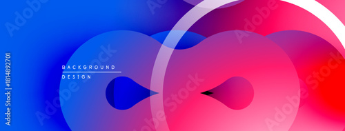 Abstract vibrant circles overlap. Blue transitions to purple, then red. Modern design, smooth gradients create dynamic visual effect.