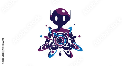 Abstract robot figure with concentric circles design