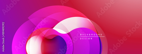 Abstract vibrant design. Overlapping circles create dynamic visual effect. Gradient colors blend smoothly, forming modern backdrop.