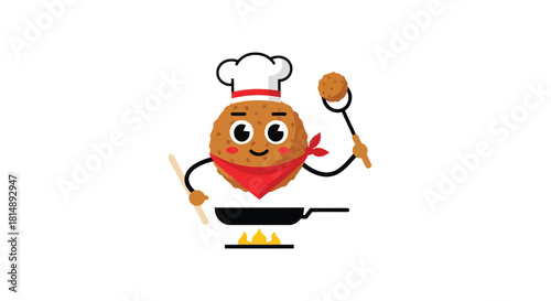 Cheerful meatball chef