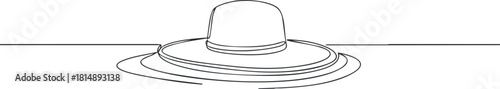 Minimalist line art illustration of a stylish hat, ideal for fashion branding and accessory design projects