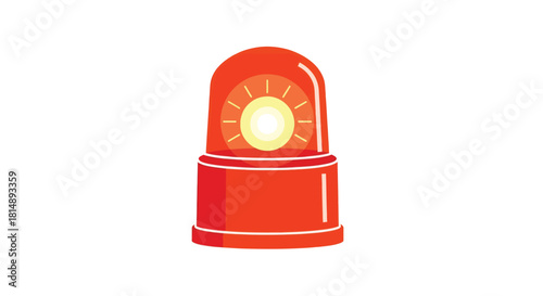 Red emergency siren with a bright light and clean, flat design
