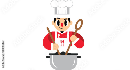 Cartoon chef stirring a pot