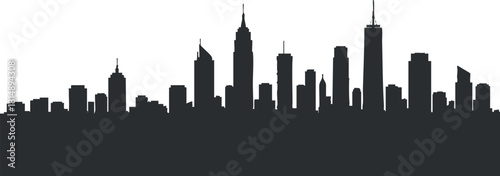Stylish silhouette vector illustration of a city skyline featuring modern skyscrapers and iconic buildings for urban design projects