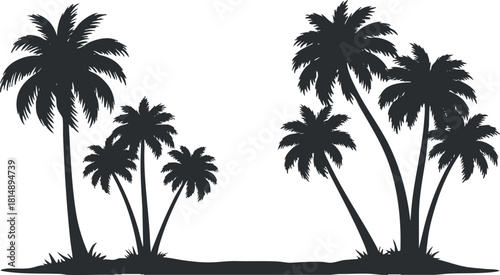 Silhouette vector illustration of palm trees, ideal for tropical themes, beach designs, and summer vacation projects