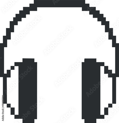 Pixel art vector illustration of headphones, ideal for music-related branding and digital design projects
