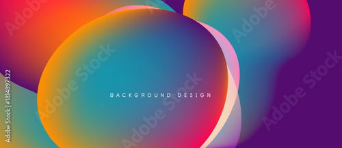 Abstract fluid shapes blend vibrant colors. Gradient transitions create dynamic visual effect. Text reads background design.