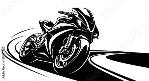 Sleek Motorcycle Vector Illustration on Dynamic Road.