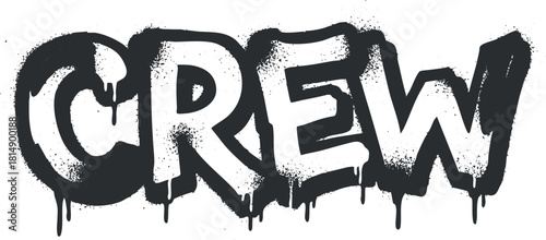 Bold graffiti-style vector illustration of the word 'CREW' featuring a dripping effect suitable for urban culture and street art projects