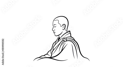 Meditating Monk in Robes: A Serene Depiction of Mindfulness.